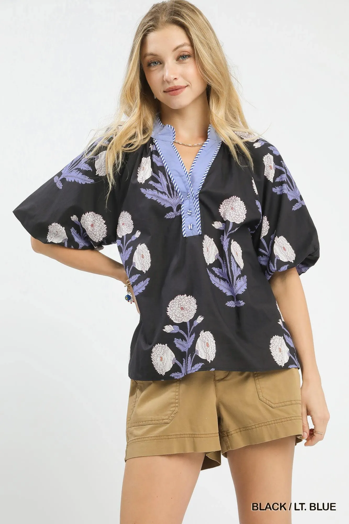 Midnight Garden Floral Cotton Top