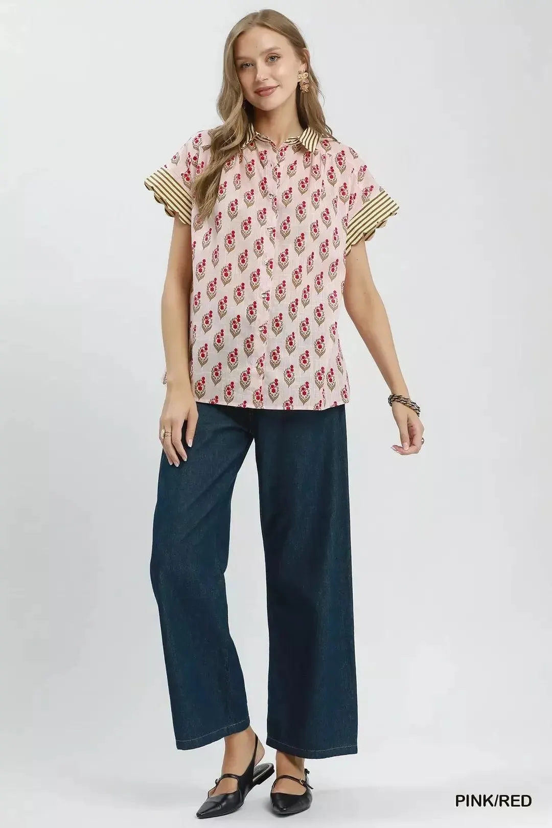 Rosewood Blossom Cotton Blouse — view 7