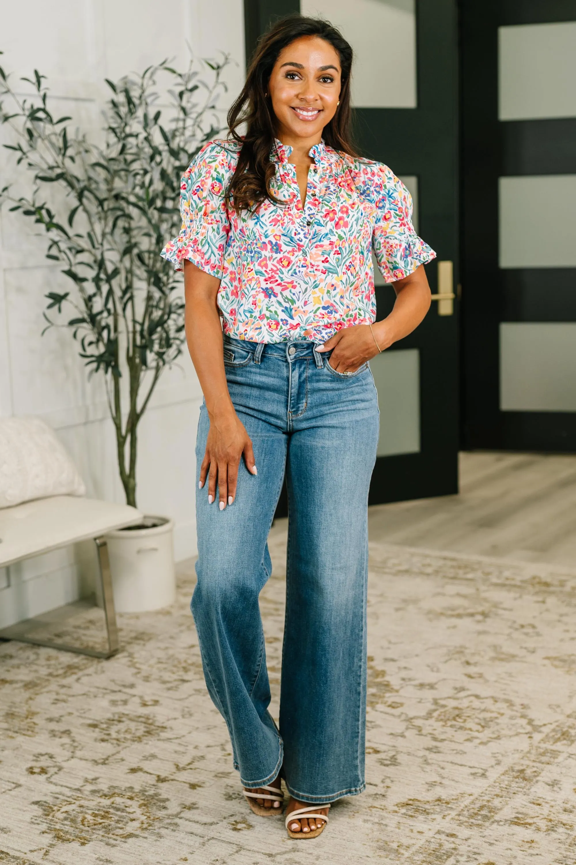 It's Been a Day Split Neck Blouse — view 4
