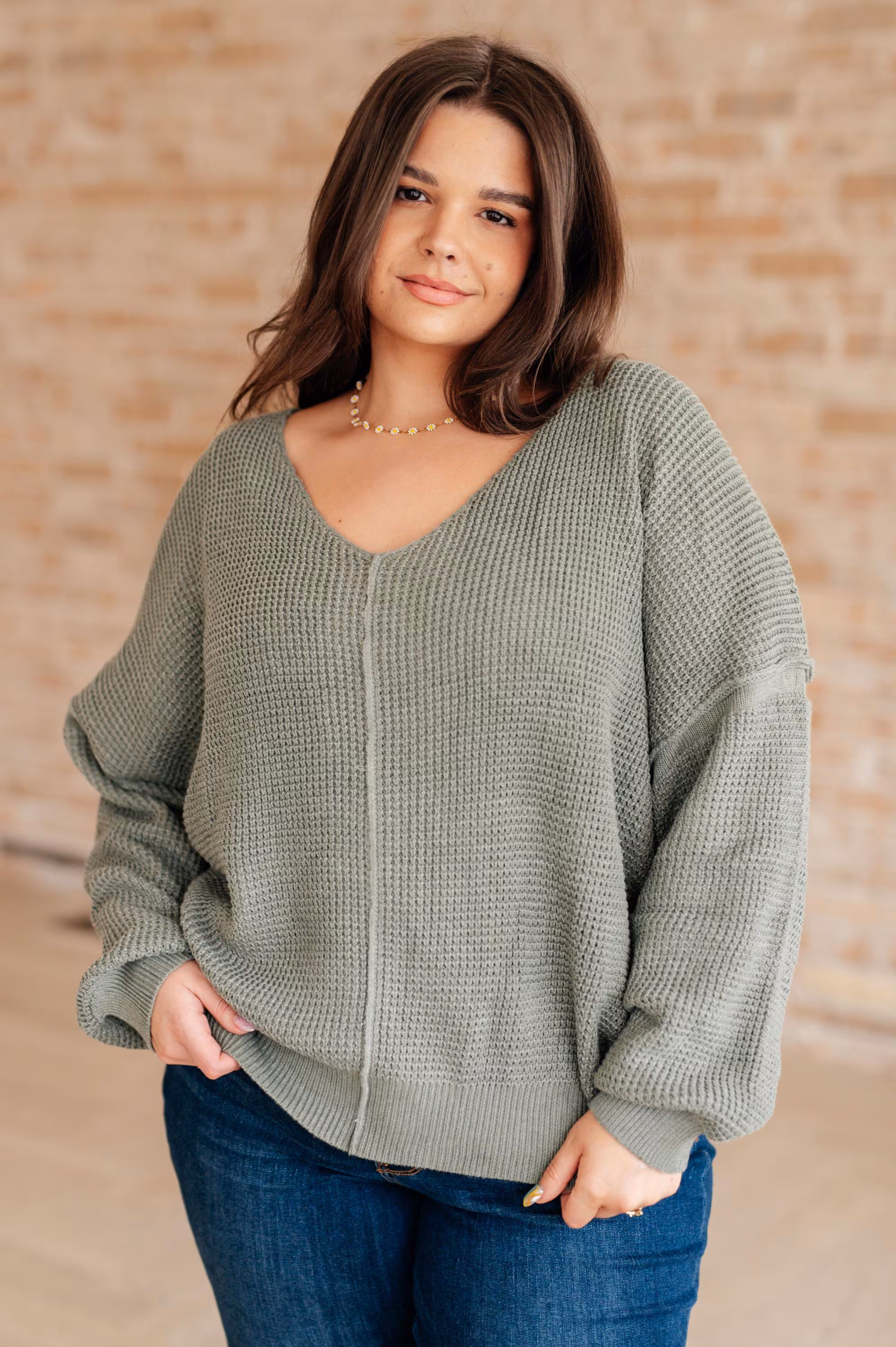 Sweater Weather Top Magi Lune V-neck Sweater — view 2