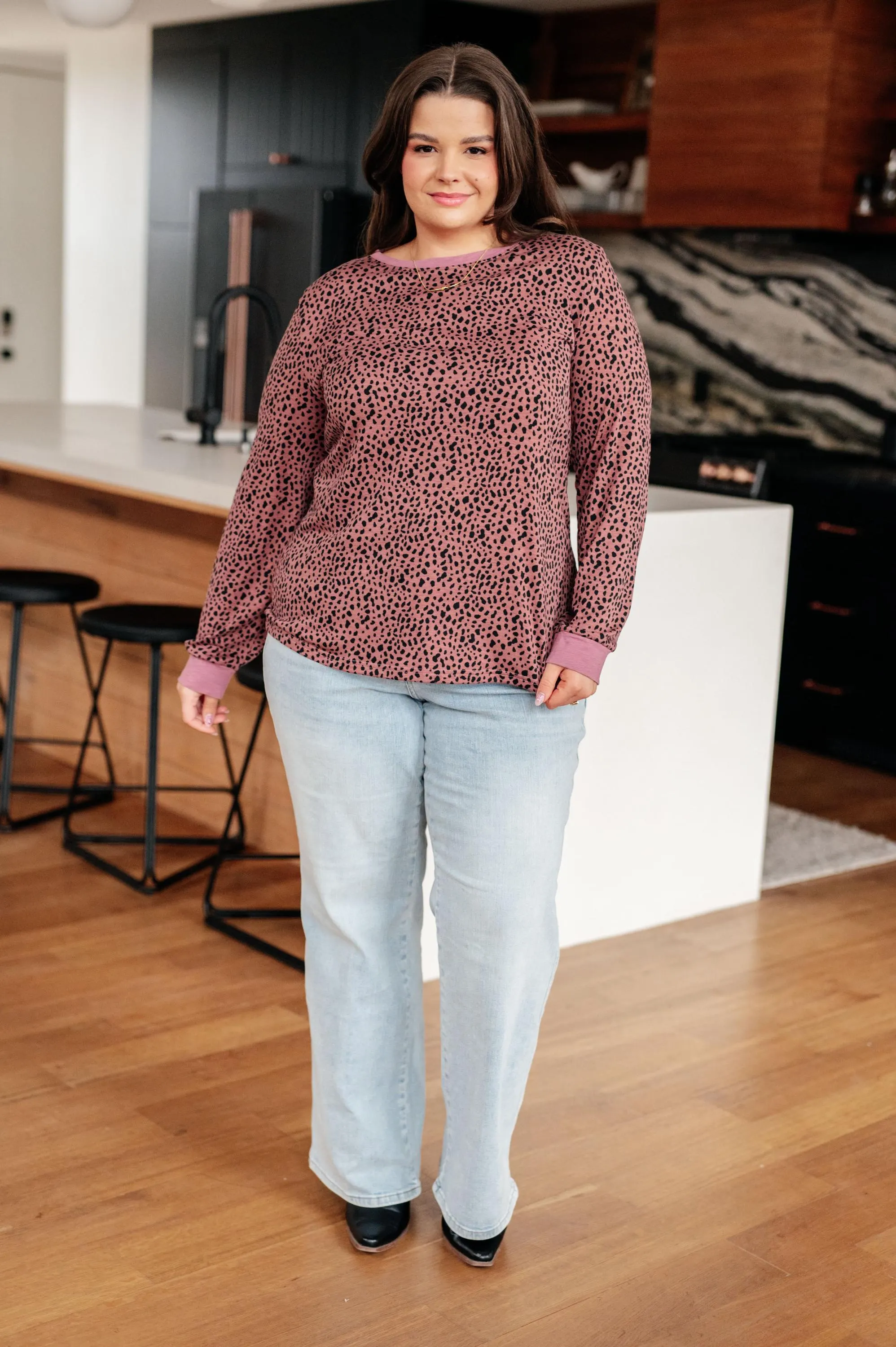 Fall Top Spotted Around Town Long Sleeve Top — view 3