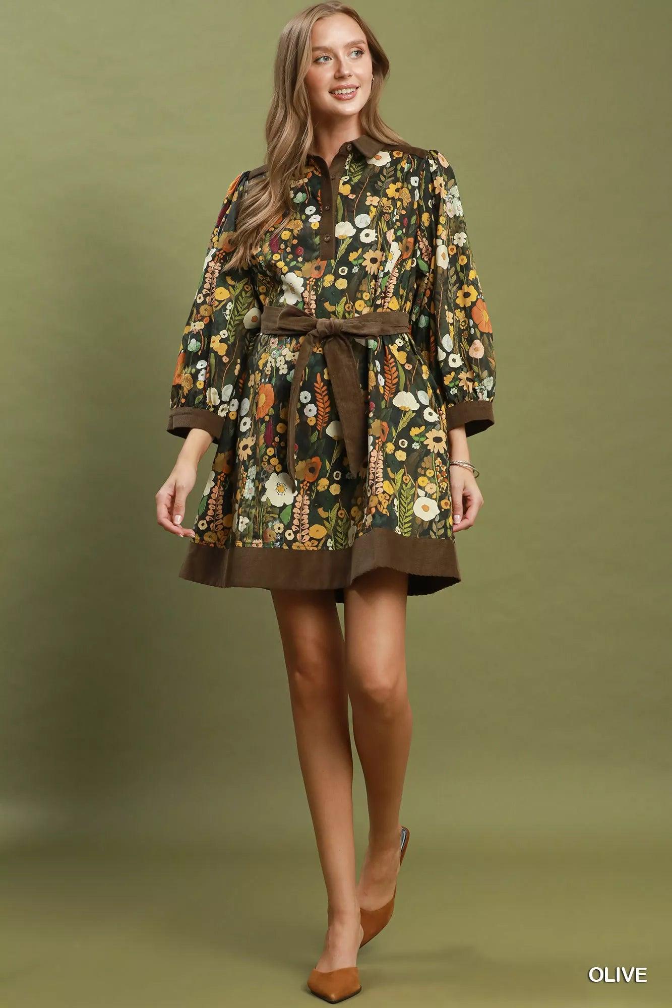 Olive You More Floral Cotton Mini Dress — view 3