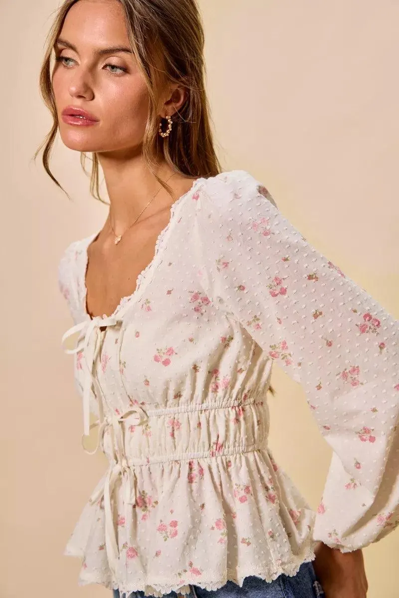 Wildflower Lace Ruched Bow Blouse — view 9