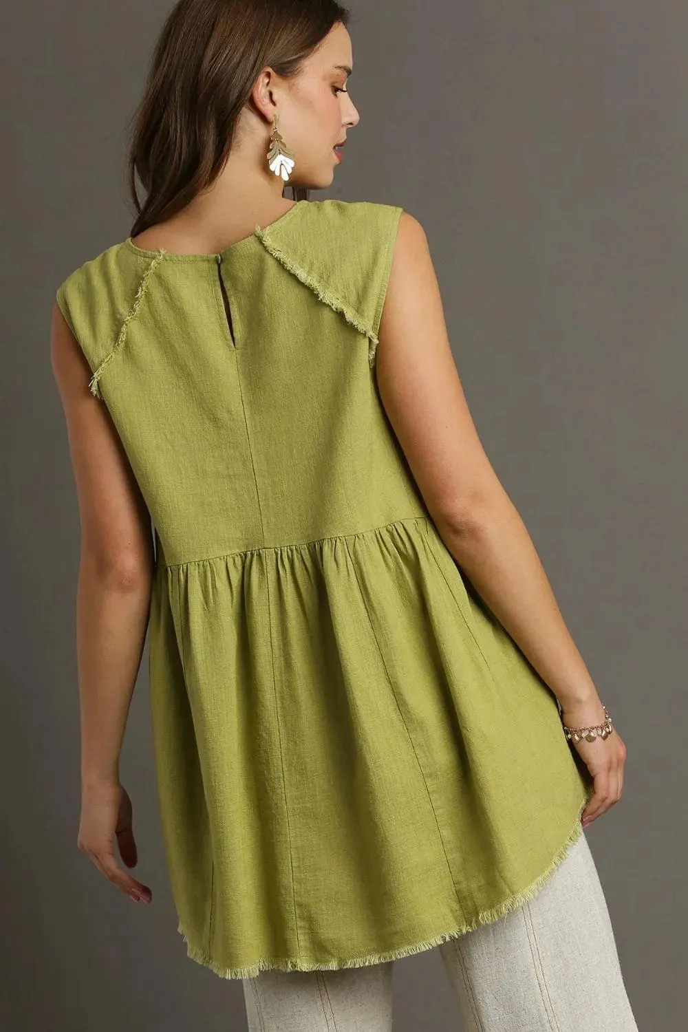 Aspen Adventure Raw Hem Linen Top — view 2
