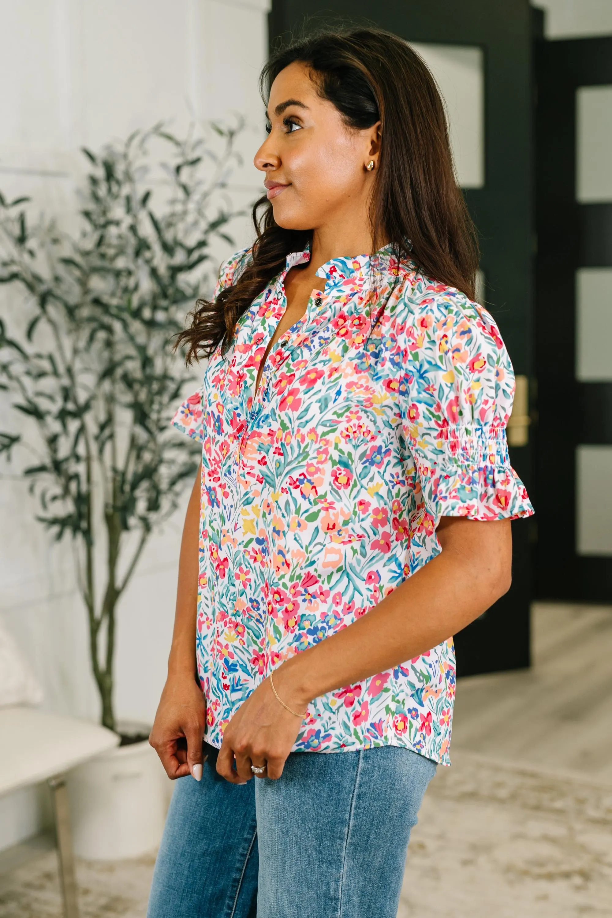 It's Been a Day Split Neck Blouse — view 5