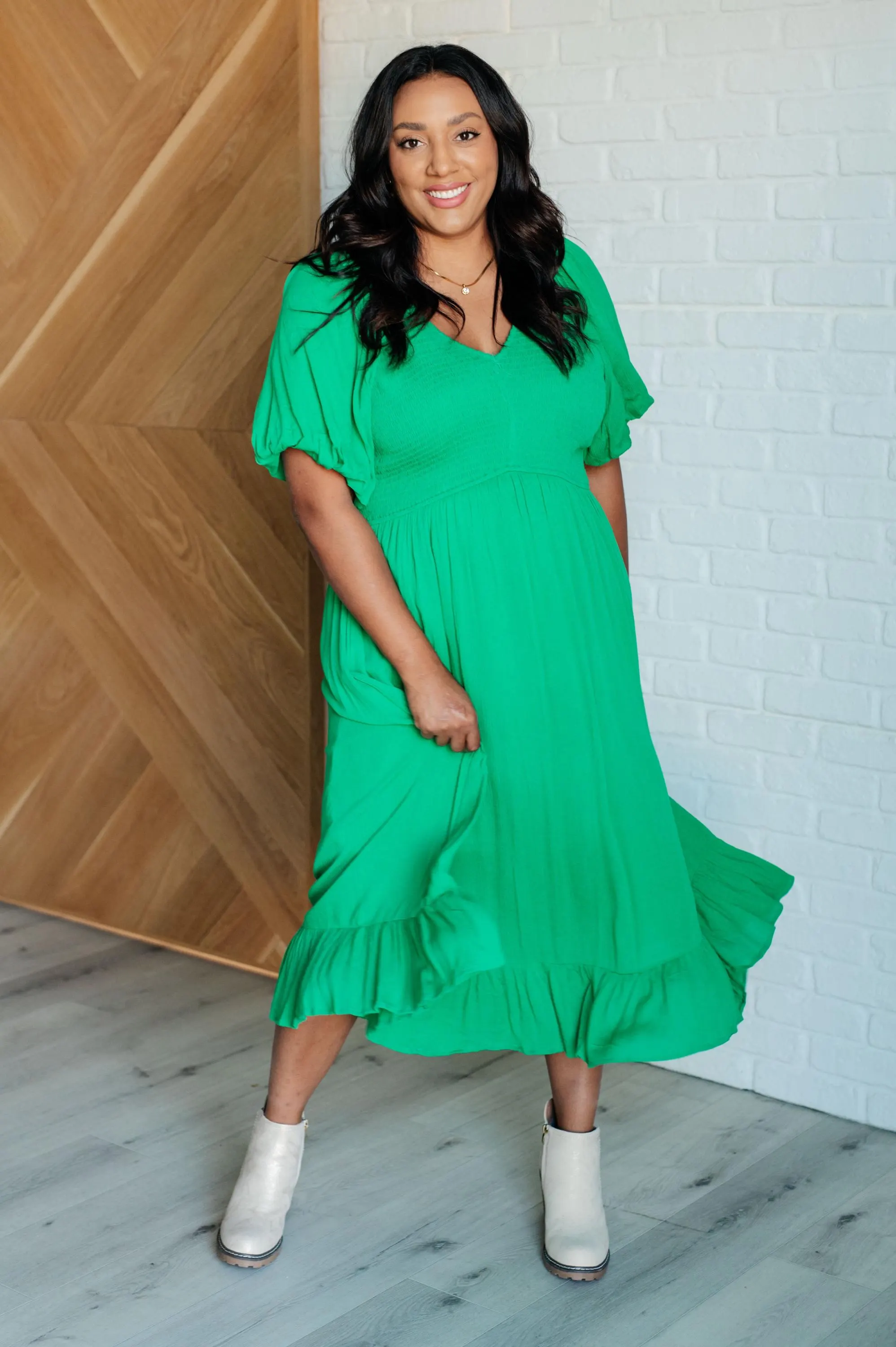 Catch a Cloud and Pin It Down Smocked Bodice Dress — view 3