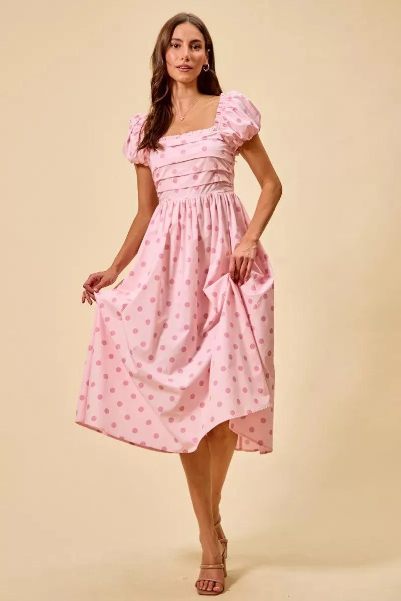 50's Polka Dot Retro Cutie Dress in Pink — view 9