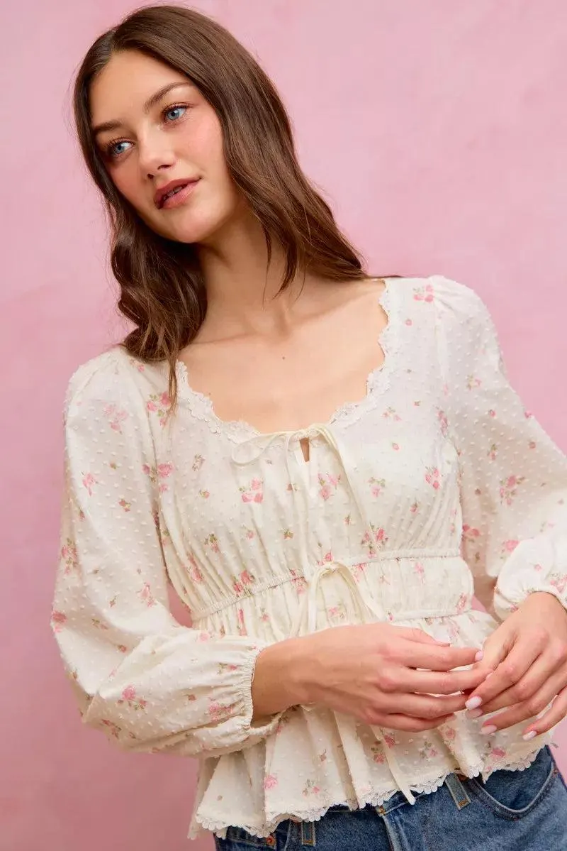 Wildflower Lace Ruched Bow Blouse — view 10