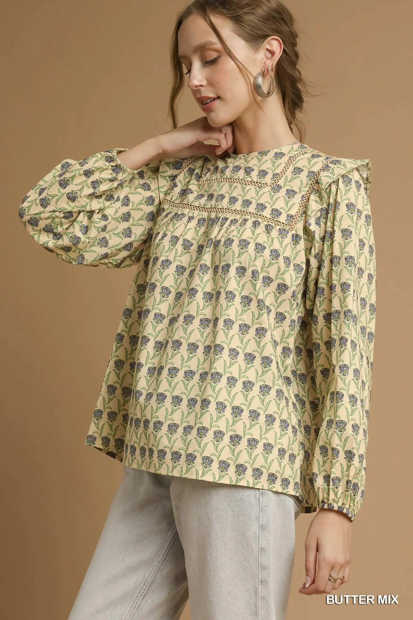 Iris Garden Flutter Blouse in Buttercream — view 7