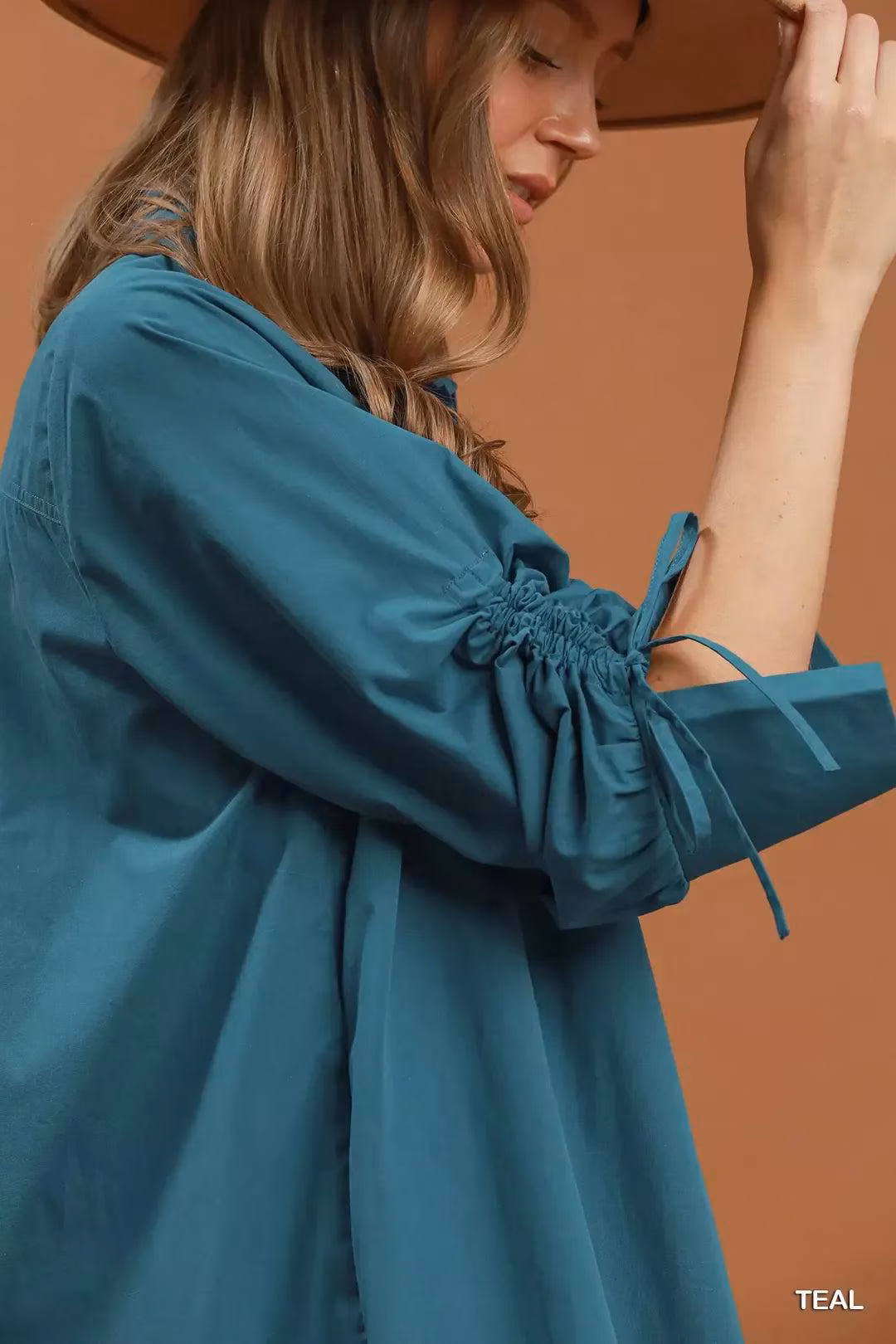 Teal Sky Button Detail Midi Dress — view 7