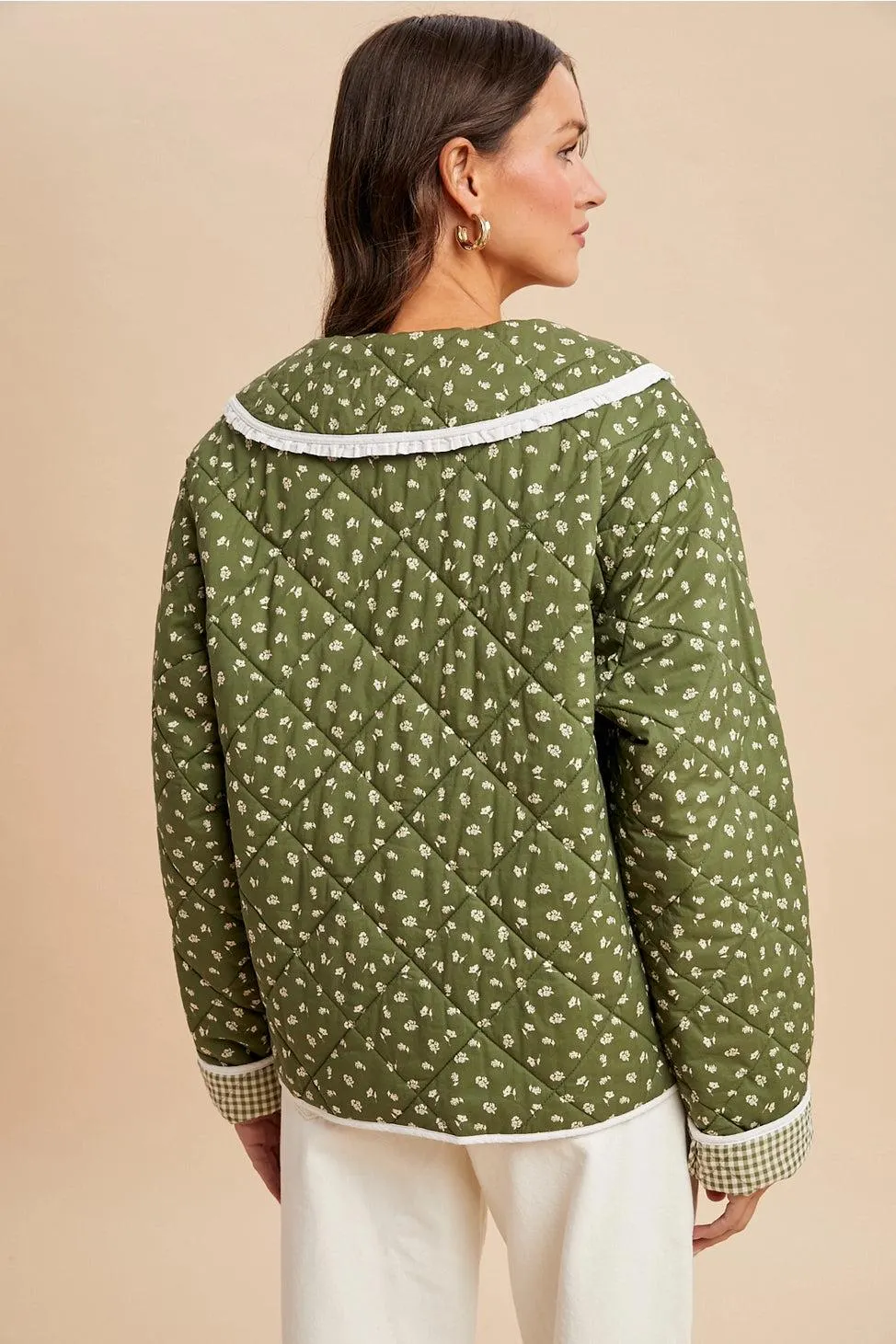 Heirloom Quilted Cotton Puffer Jacket in Pine — view 3