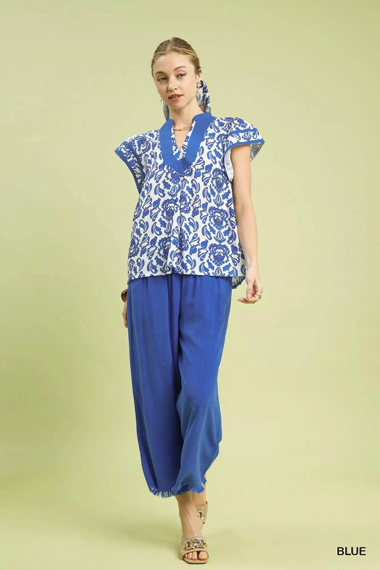 Ocean Waves Abstract Art Blouse — view 4
