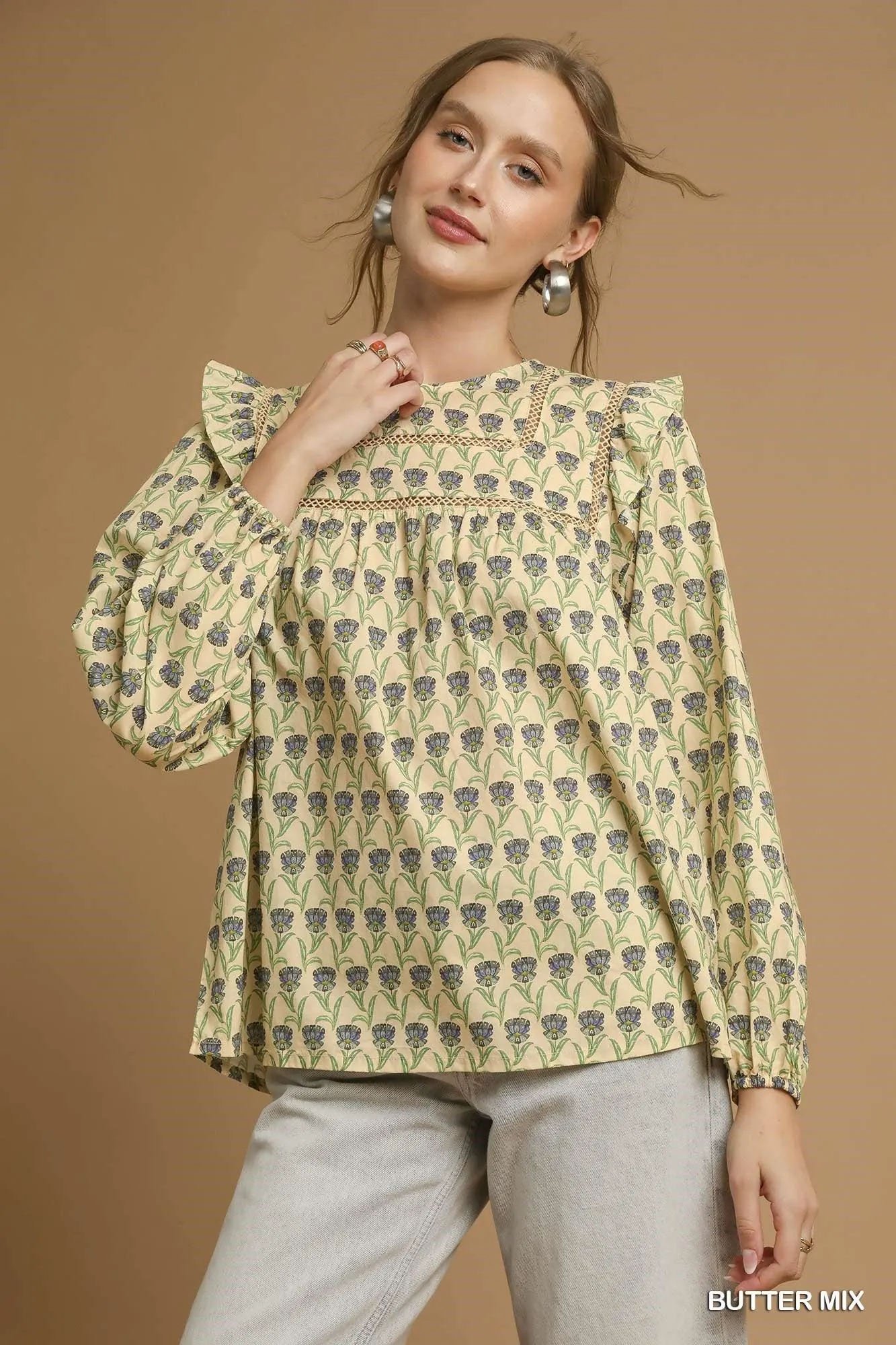 Iris Garden Flutter Blouse in Buttercream — view 4