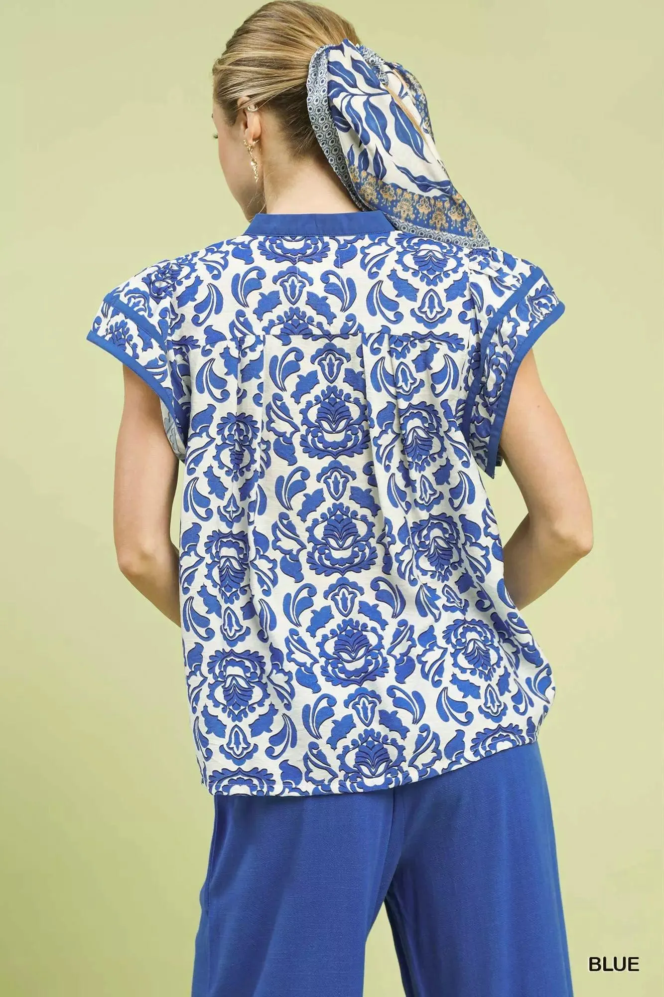 Ocean Waves Abstract Art Blouse — view 3