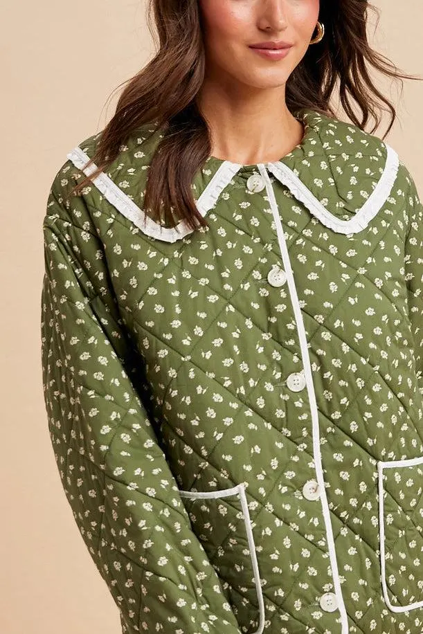 Heirloom Quilted Cotton Puffer Jacket in Pine — view 4