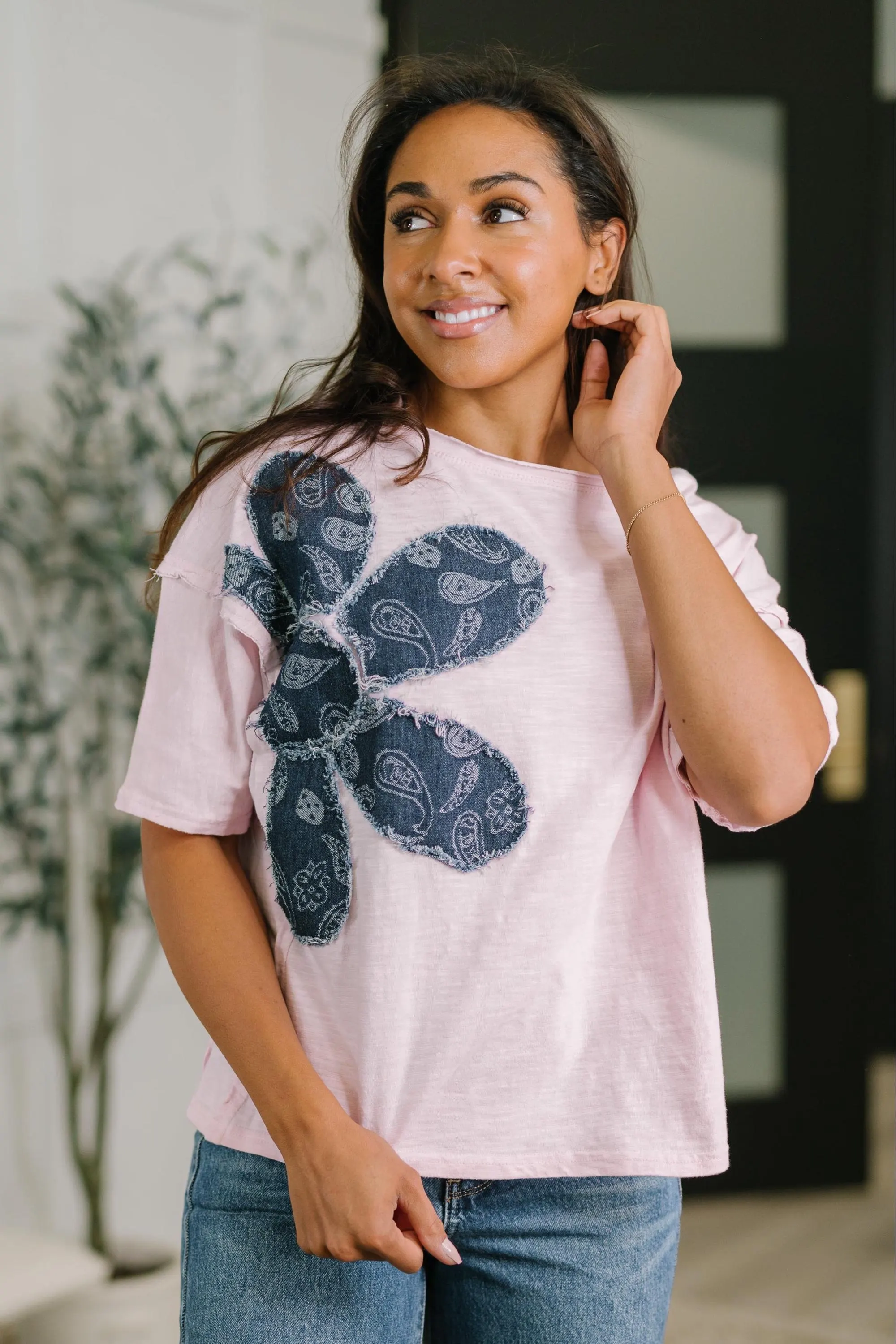 Flower Power Applique Cotton Top