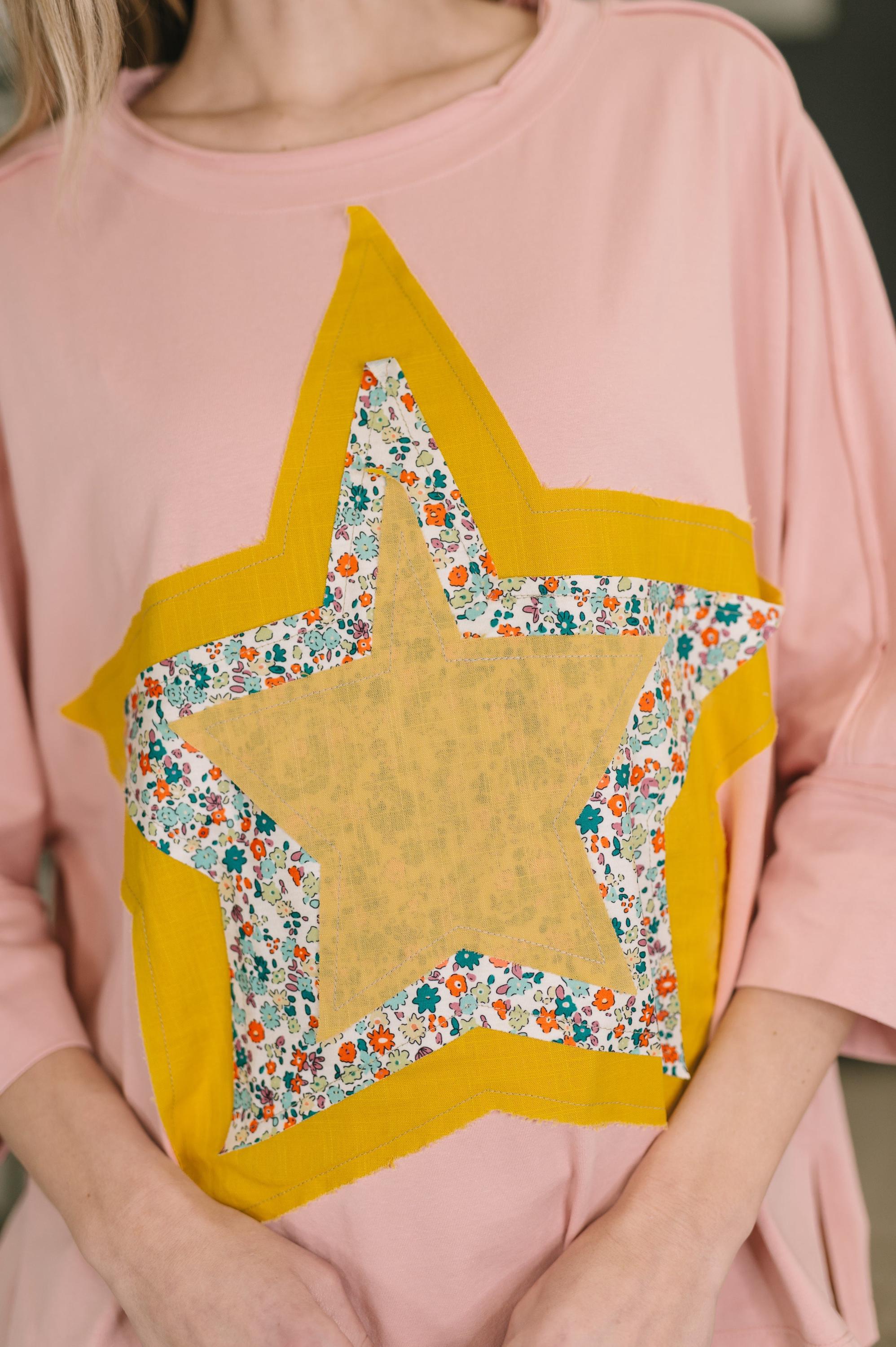 Catch a Star Mixed Print Star Patch Top — view 2