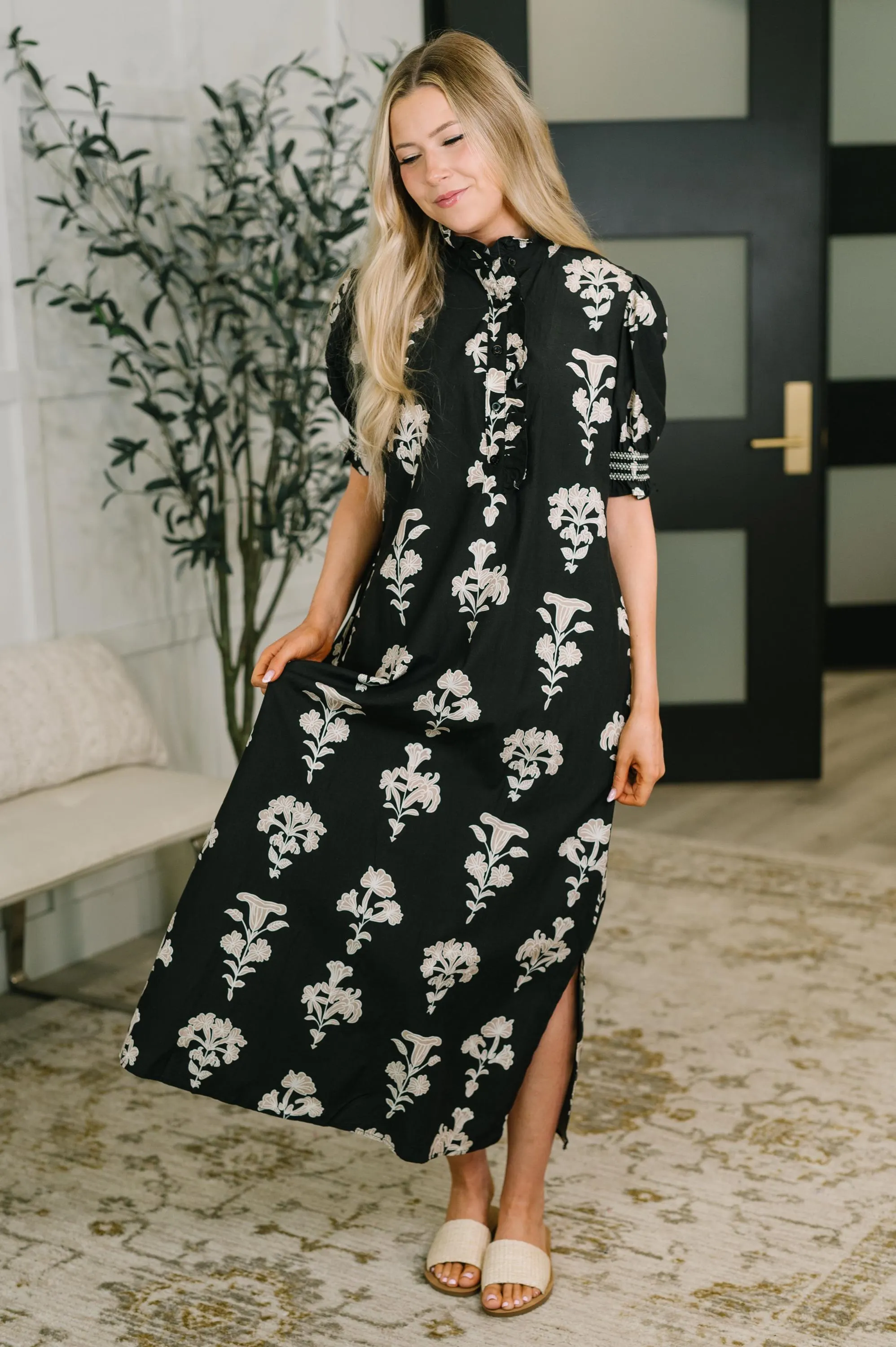 Elegant Darlin' Puff Sleeve Cotton Maxi Dress — view 3
