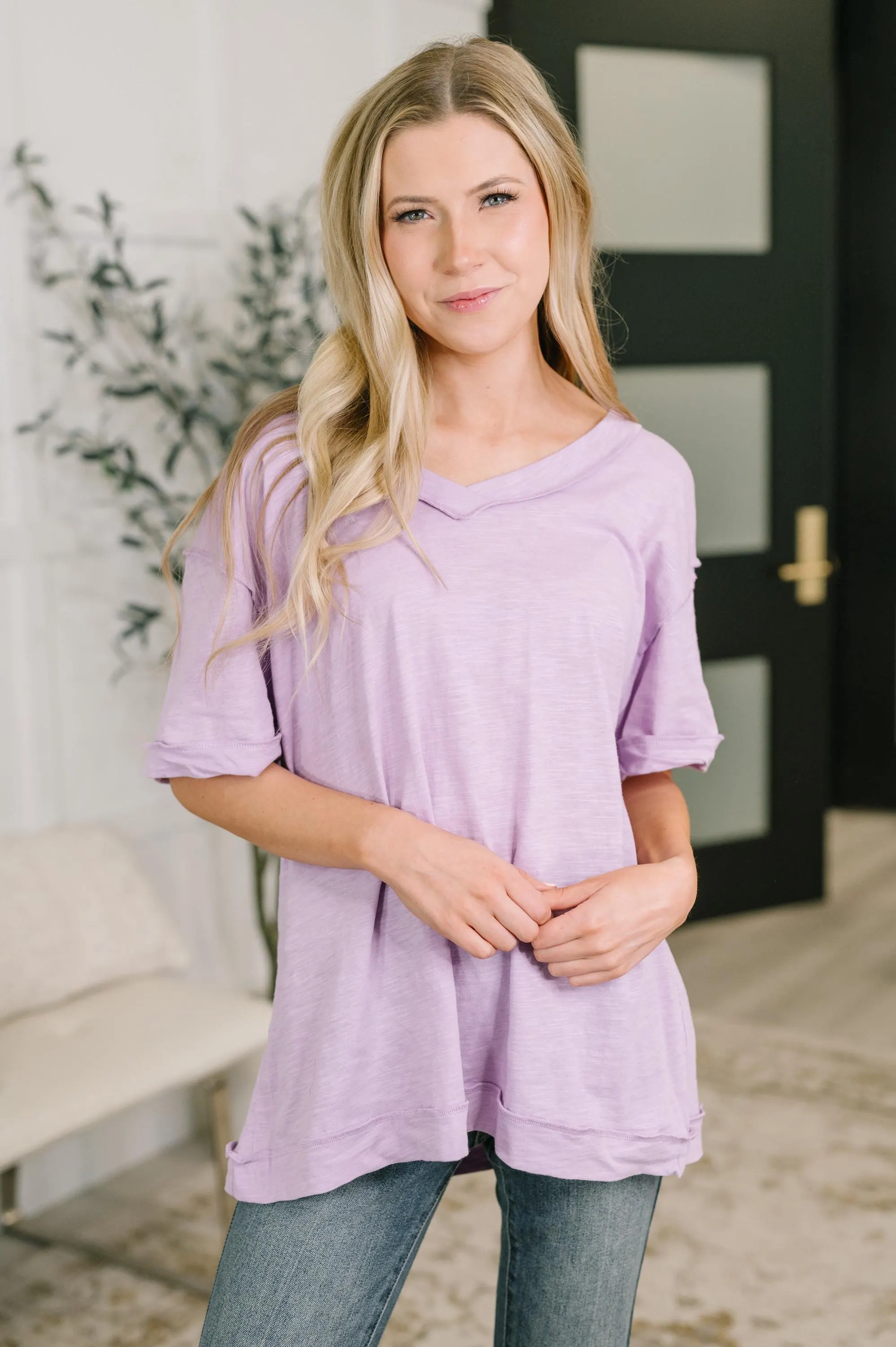 Thanks to You Relaxed Cotton Tee in Lilac