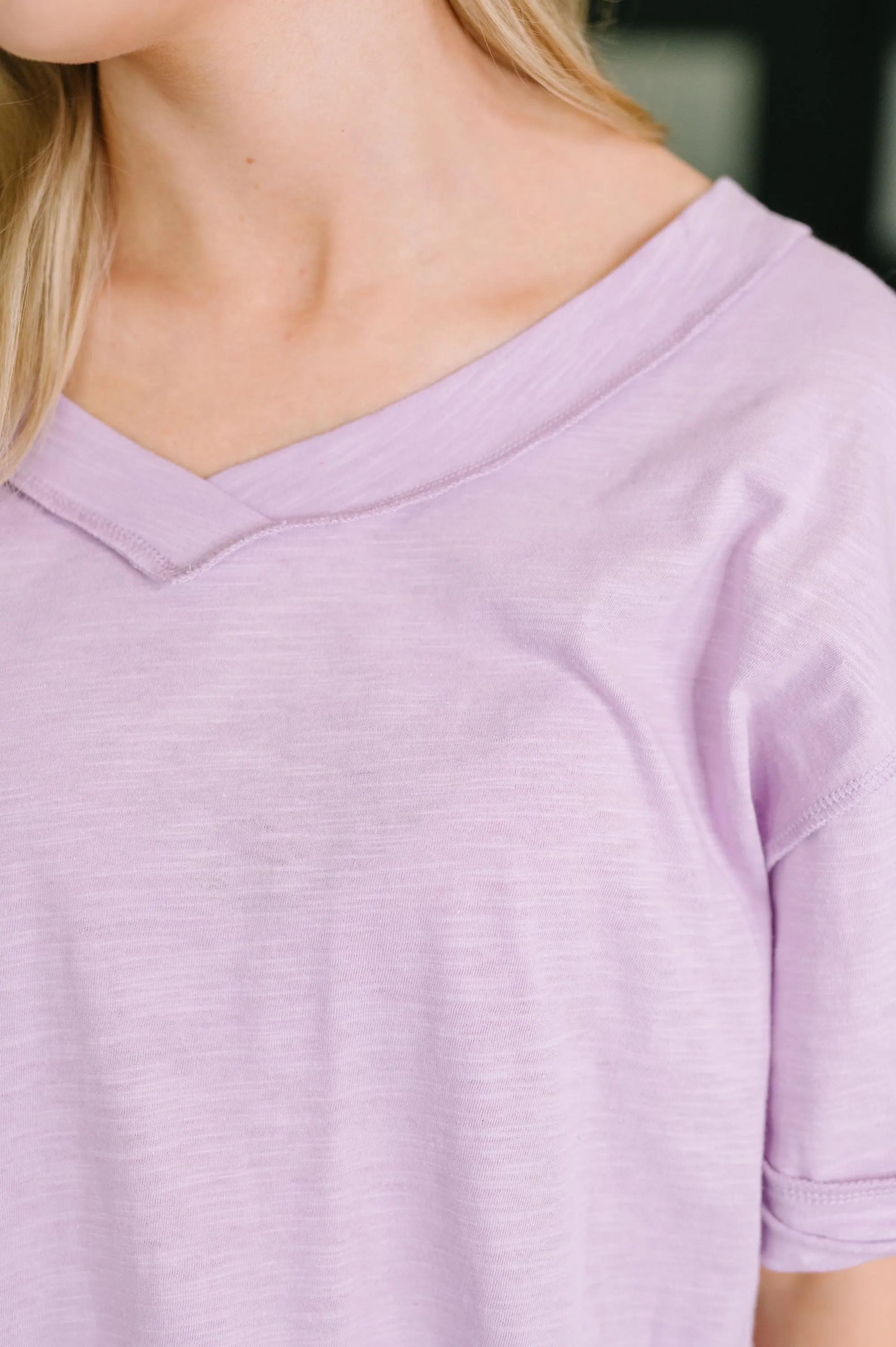 Thanks to You Relaxed Cotton Tee in Lilac — view 3