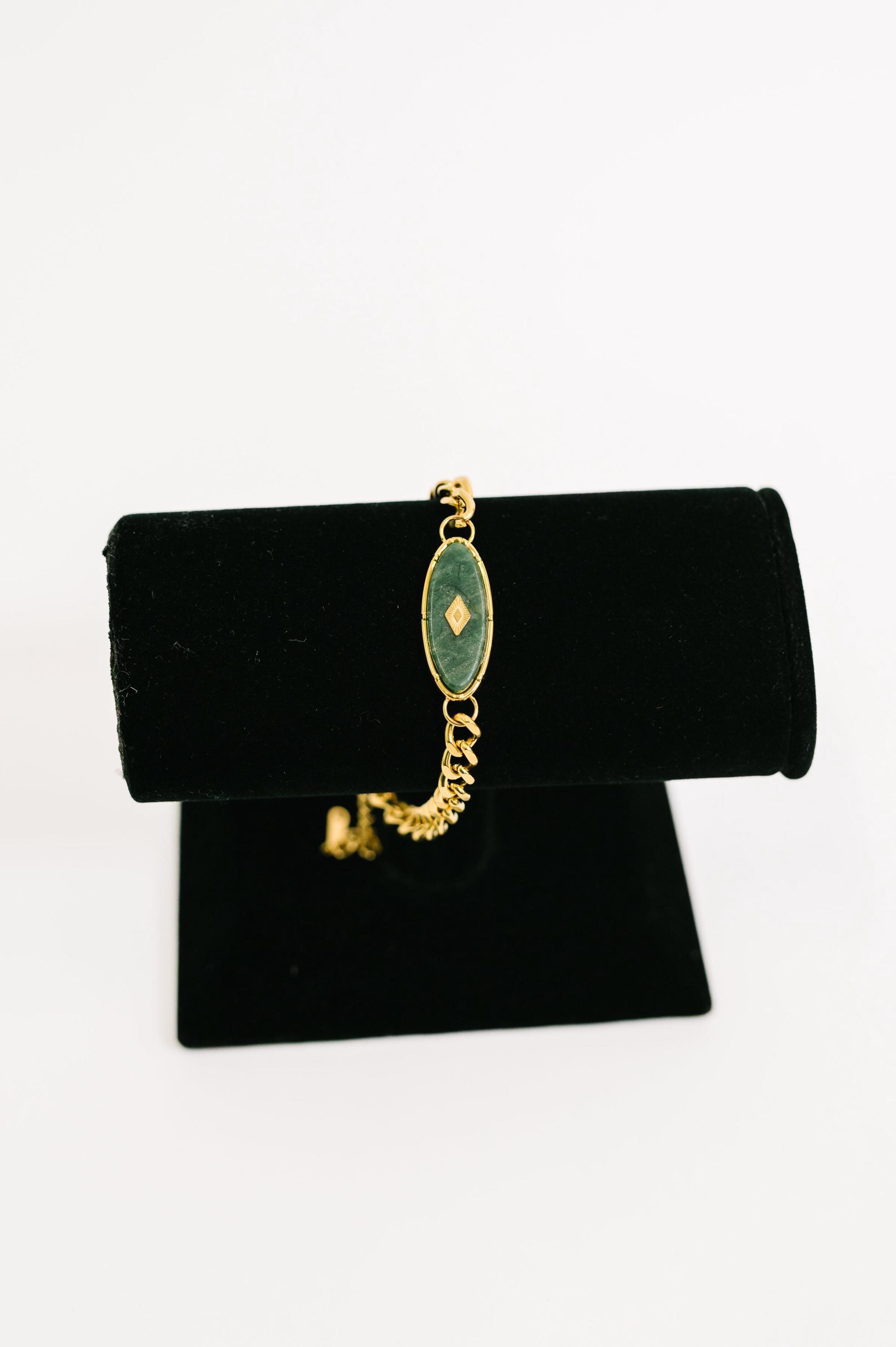 18K Gold Bangle in Jade Bracelet — view 3